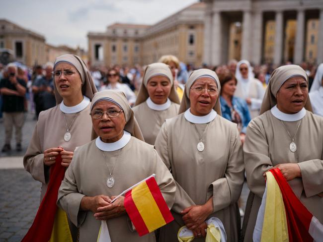 Nuns attend the Sunday blessing. Pictuer: AFP
