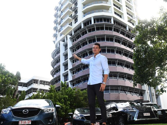 Seth Chin on the Esplanade  in front of one of the buildings that have just sold for $50 million. Picture: Katrina Bridgeford