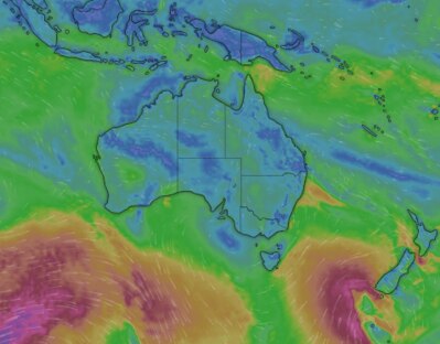 A severe weather warning has been issued for parts of Southeast Queensland. Picture: Windy.com