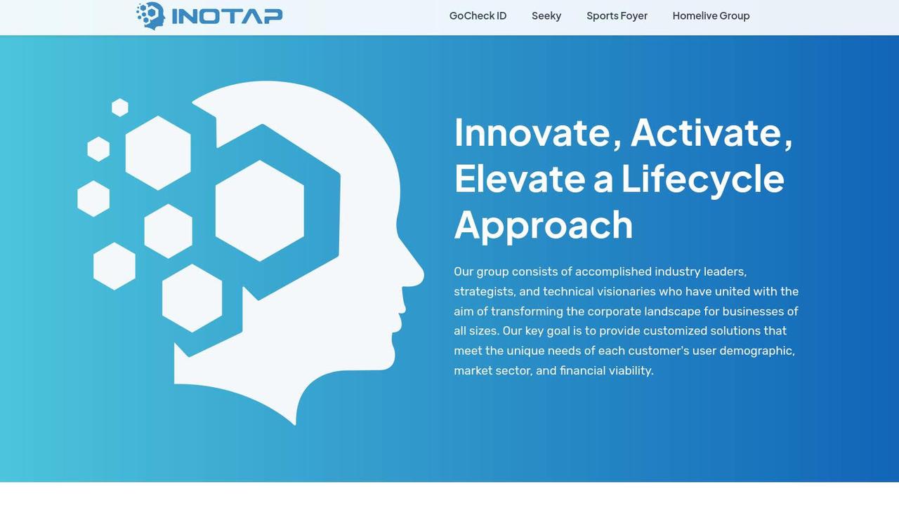 A screenshot from the now deleted Inotap website. Picture: Supplied