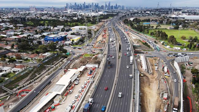 Construction on the Melbourne West Gate tunnel project in Yarraville. Picture: Aaron Francis