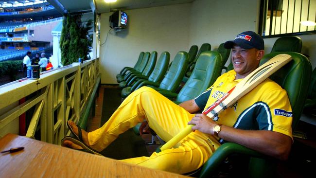 Andrew Symonds puts his feet up after his stunning World Cup introduction against Pakistan.