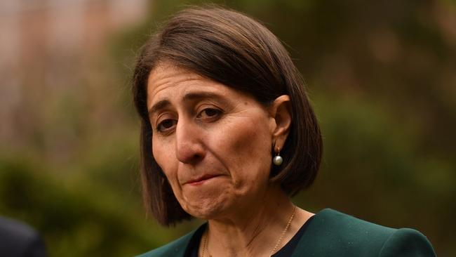 NSW Premier Gladys Berejiklian during a press conference at NSW Parliament House after giving evidence at the NSW Independent Commission Against Corruption on October 12. Picture: Sam Mooy/Getty Images