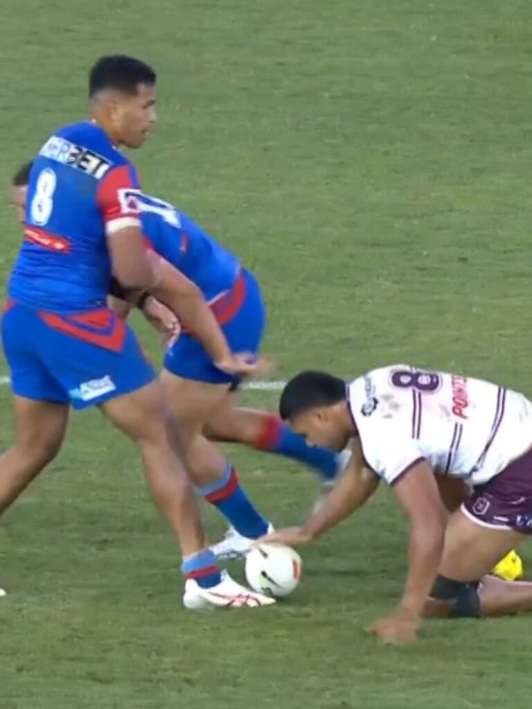 Was this a knock on? The Bunker thought so. Photo: Fox Sports.