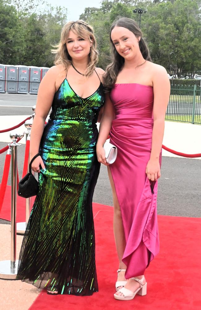 Jewel Jamieson and Sofia Aronsson at Pacific Lutheran College's 2023 formal. Picture: Tegan Annett