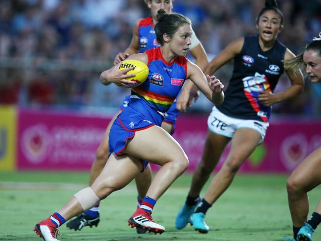 Ellie Blackburn clears from half back. Pic: Michael Klein