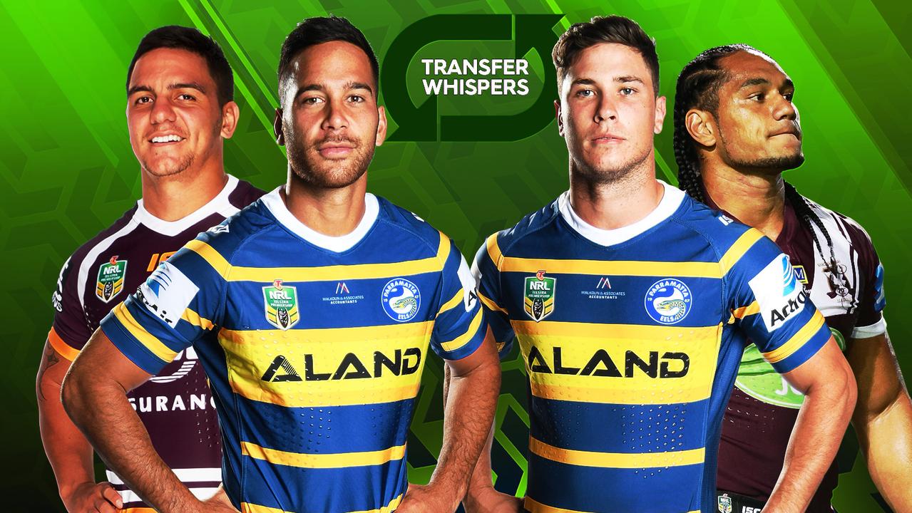 Transfer Whispers, featuring Kodi Nikorima, Corey Norman, Mitch Moses and Marty Taupau.