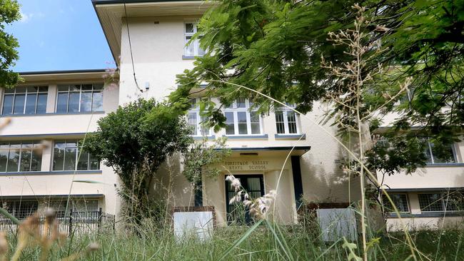 Fortitude Valley State School has become overgrown. Picture: Marc Robertson