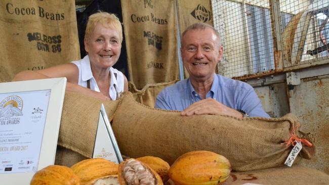 Lynn and Chris Jahnke at the opening of their new chocolate production area at Mission Beach. Picture: Elisabeth Champion