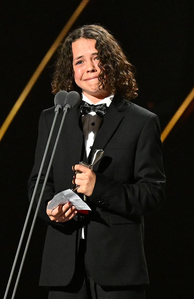 Felix Cameron proudly accepted the Logie Award for Most Popular New Talent at the 64th TV WEEK Logie Awards at The Star. The rising star was honoured for his breakout performance, making his mark in Australian television and capturing the hearts of audiences across the country. Picture: Getty