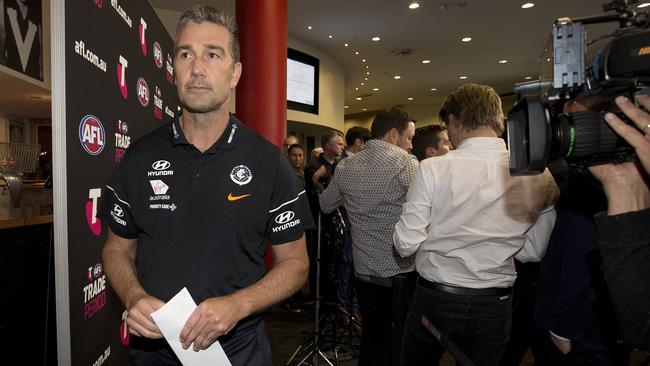 Former Blues list boss Stephen Silvagni at last year’s trade period. Picture: Michael Klein