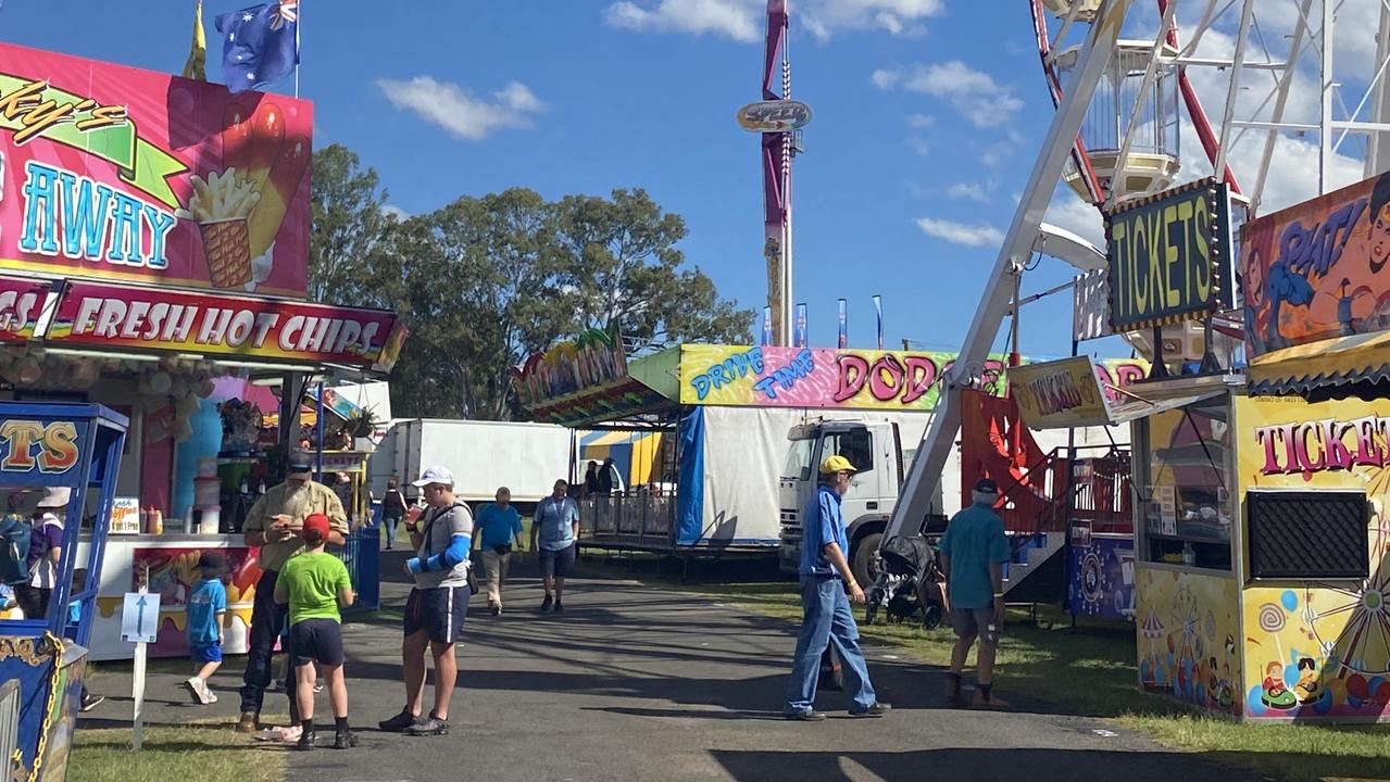 Sideshow alley on the first day of the Gympie Show 2021.