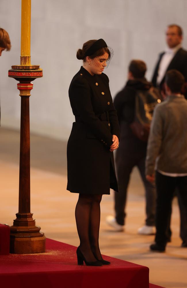 Princess Eugenie of York holds vigil in honour of the Queen. Picture: Ian Vogler-WPA Pool/Getty Images