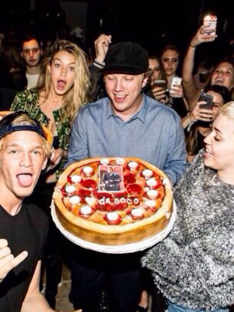 Cody Simpson at his 18th birthday party with Miley Cyrus. Picture: Supplied