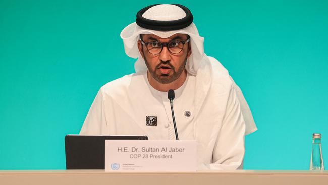 COP28 president Sultan Ahmed Al Jaber speaks at a press conference in Dubai last week.