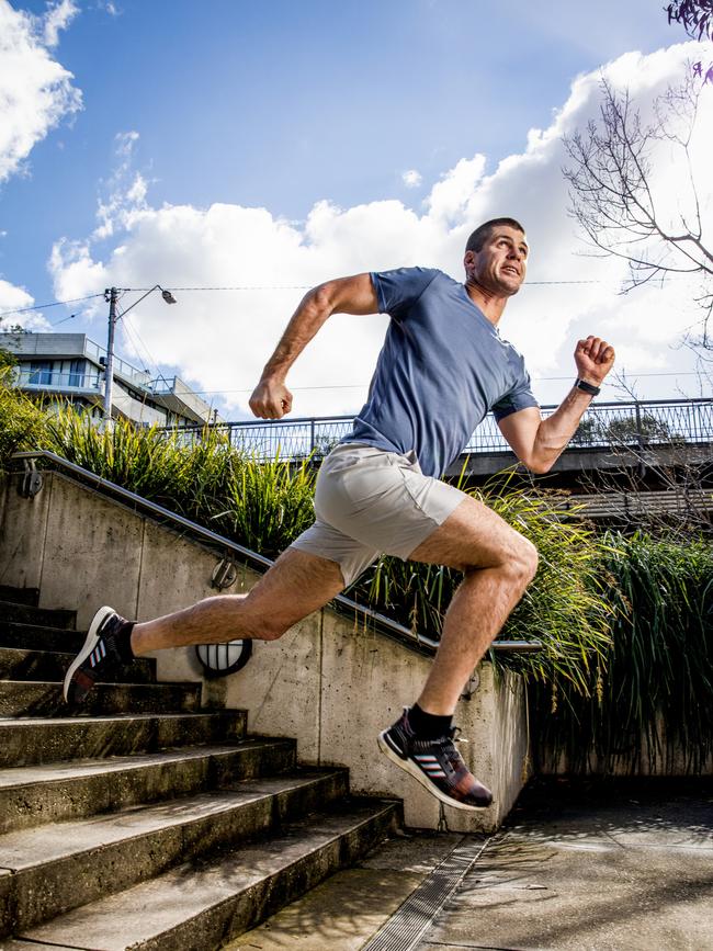 Running man: Jonathan Brown has lost 10kg to run the New York marathon. Picture: Nicole Cleary