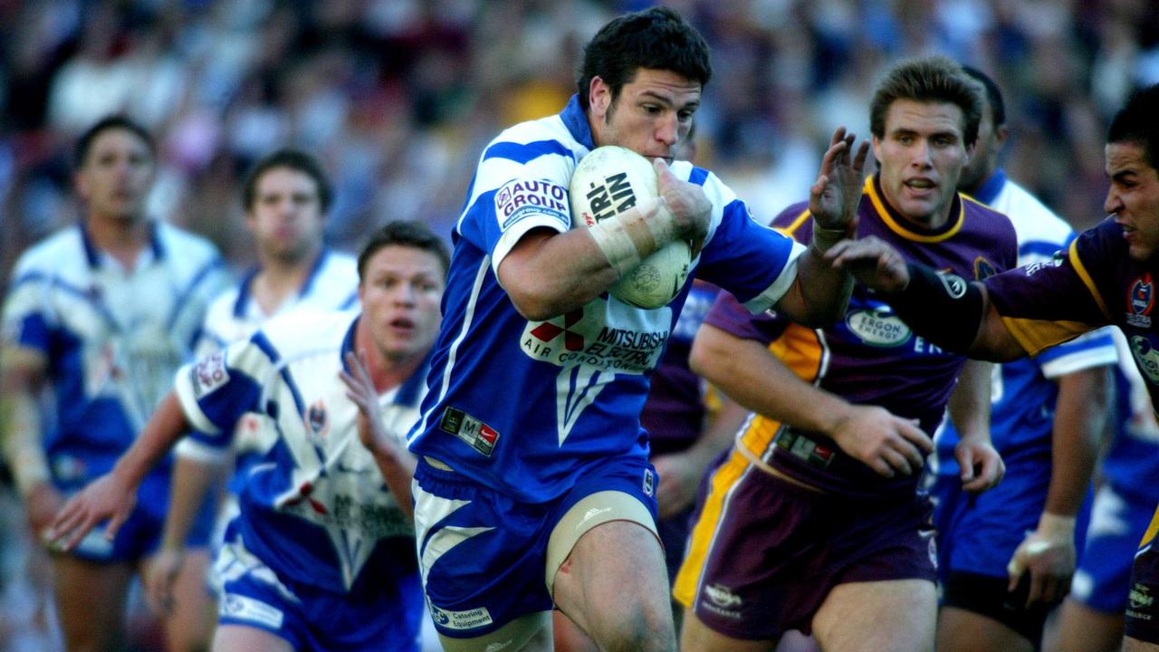 Scott on the charge against Brisbane after switching to Canterbury. Picture: Patrick Hamilton