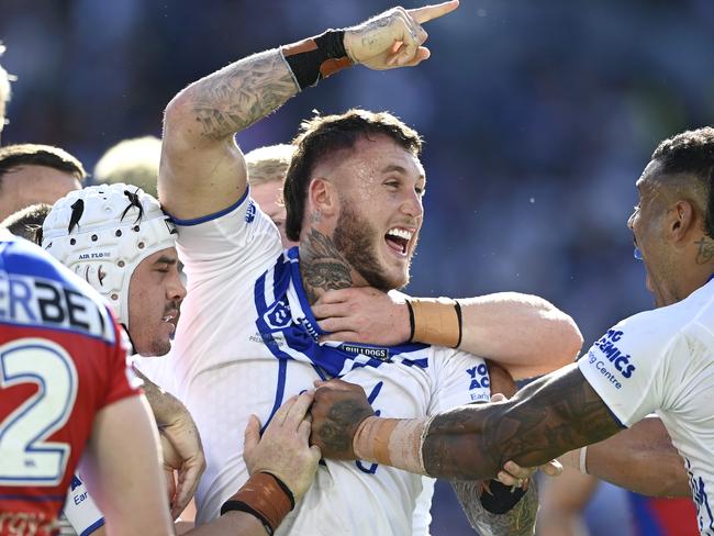 Bronson Xerri scored his first try for the Bulldogs. Picture: NRL Photos