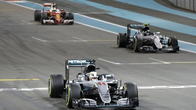 Lewis Hamilton wins the Abu Dhabi Grand Prix, with Nico Rosberg second.