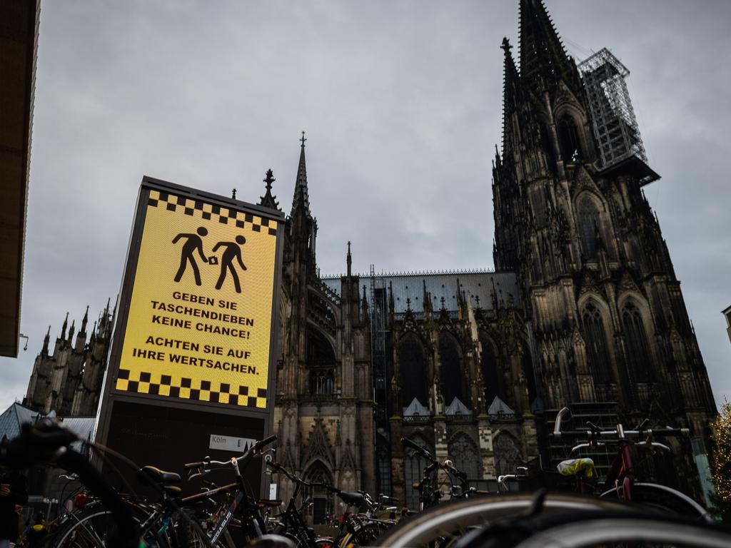 A sign warns of pickpockets in Cologne, Germany, Picture: Sascha Schuermann/Getty Images