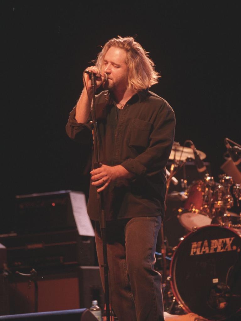 Russell Crowe performs at Bass in the Grass Alice Springs. Picture: Lex Ballantyne