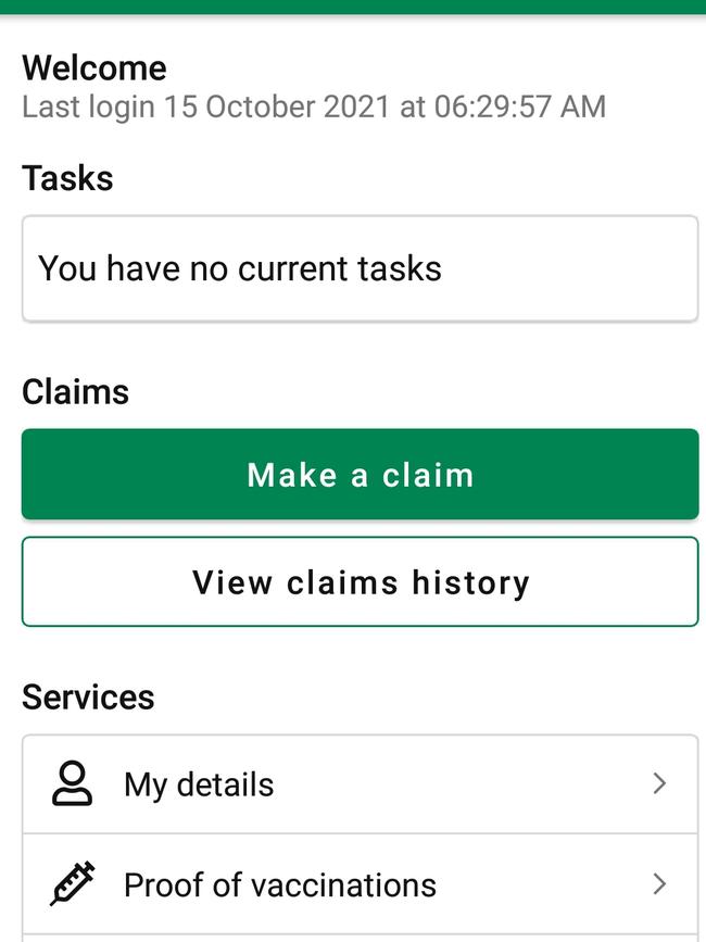 Click ‘proof of vaccinations’ in the medicare app