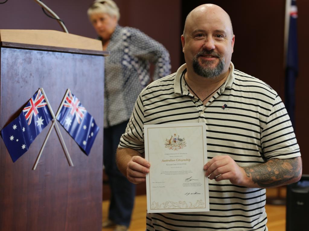 G'DAY: American resident Kenny Stouffer became an Australian citizen in Bowen on Australia Day.