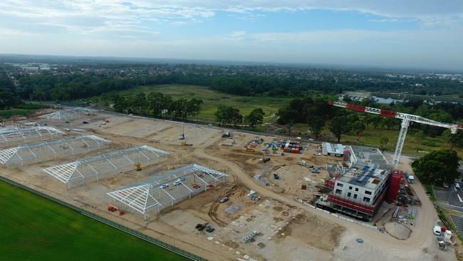 A new drone image of the Inglis family’s Riverside Stables development under construction in Warwick Farm.