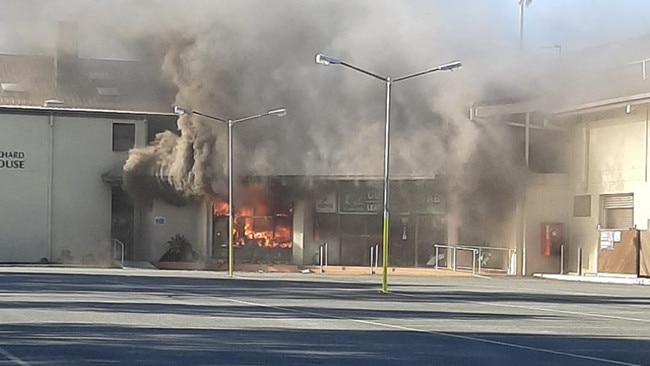 A fire raging ath the Cudgen Leagues Club. Photo: Fire and Rescue Tweed Heads