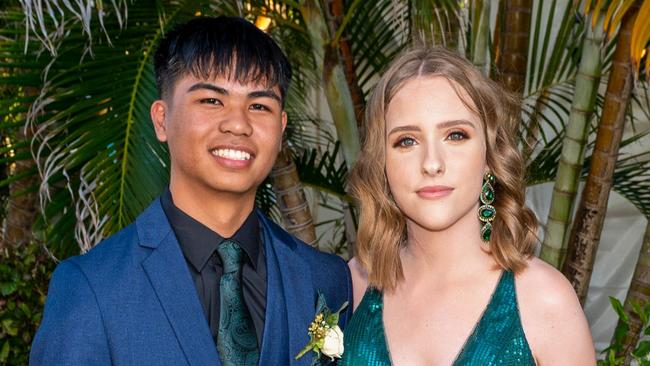 Sherwin Charles with Chloe O'Loughlinat the Mackay Northern Beaches State High School Senior Formal Class of 2022 held at Mantra Mackay Marina. Picture: Michaela Harlow