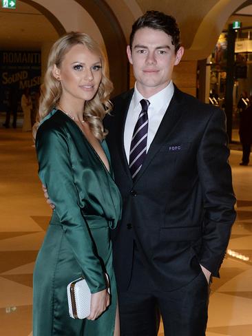 Fremantle Football Club's 2016 Doig Medal winner Lachie Neale with Julie Clark. Picture: Daniel Wilkins.