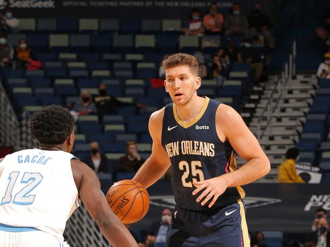 The Brisbane Bullets hold the rights to Will Magnay, as agreed upon his departure to America to sign a two-way deal with the New Orleans Pelicans in November last year. Photo: Jonathan Bachman/NBAE via Getty Images.
