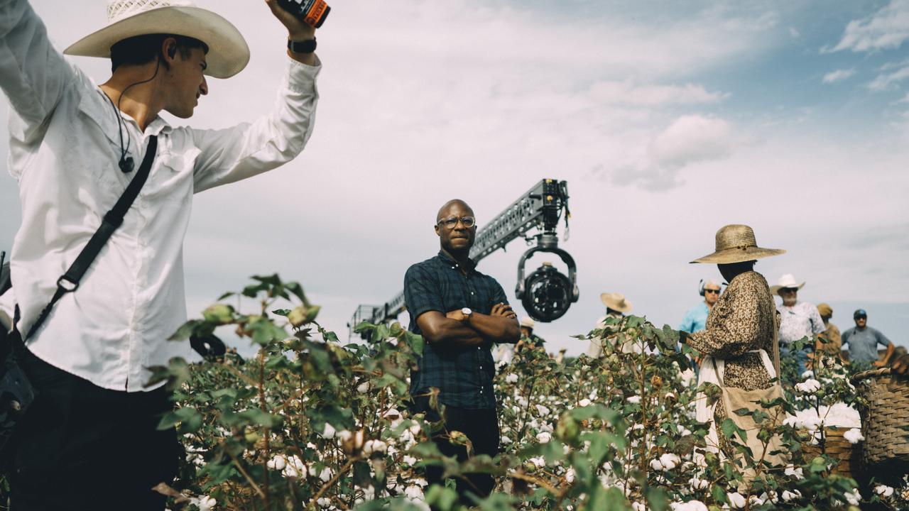 Barry Jenkins while filming Underground Railroad.