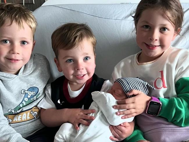 New addition Parker with siblings Scarlet, Ollie and Archie. picture: Instagram