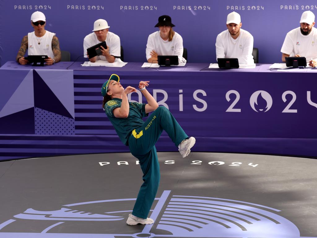 Australia’s B-Girl ‘Raygun’ competed in the B-Girls Round Robin – Group B at the Paris 2024 Olympic Games, drawing attention and causing controversy around the world. The high-stakes moment at Place de la Concorde fuelled a heated debate over whether street dance belongs in the Games. Picture: Getty