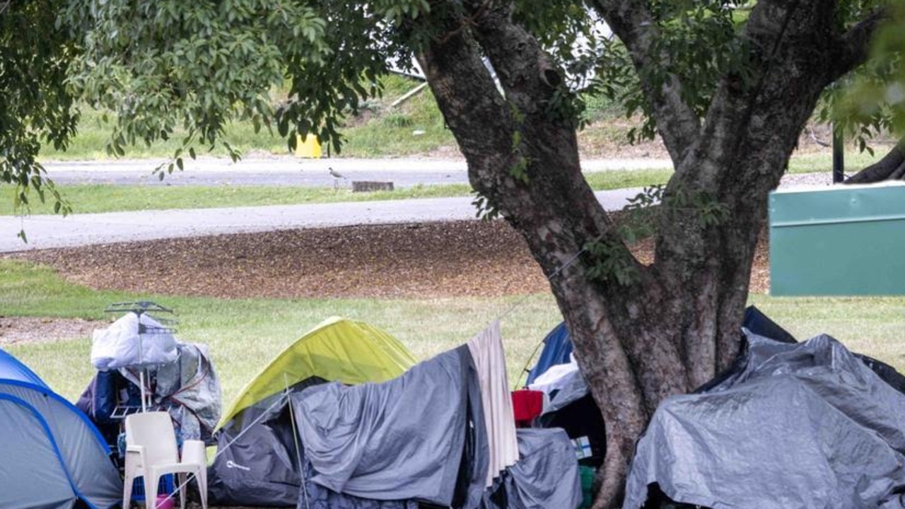 Tent cities have begun to pop up in Brisbane parks as Queensland’s housing crisis worsens. NewsWire / Sarah Marshall