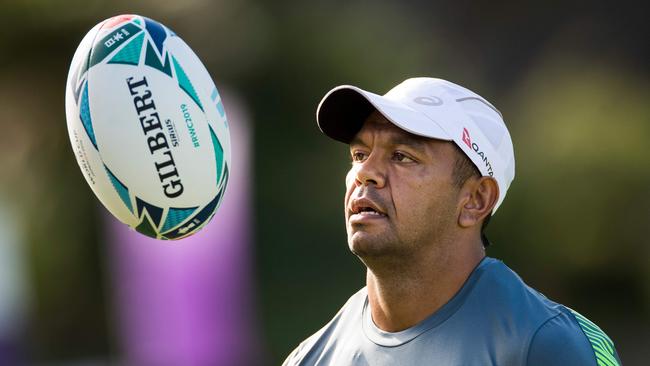 Australia's full back Kurtley Beale takes part in a training session at the Shiroyama stadium in Odawara on September 16, 2019, ahead of the Japan 2019 Rugby World Cup. (Photo by Odd ANDERSEN / AFP)