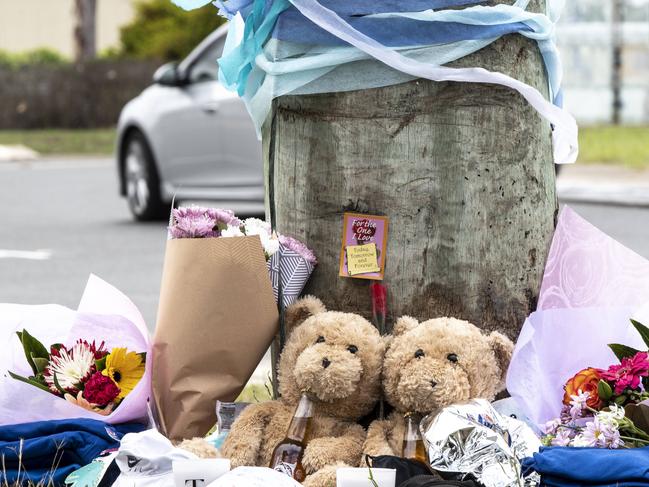 A memorial for 2 teenagers who crashed into a power pole on the Intersection of Cowpasture Road and the Horsley Drive, Abbotsbury on Monday, 2 November 2020Picture:  Monique Harmer