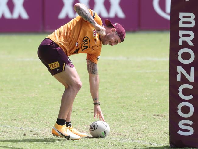 Darius Boyd is given a free run at his last training session at Red Hill. Picture: Annette Dew