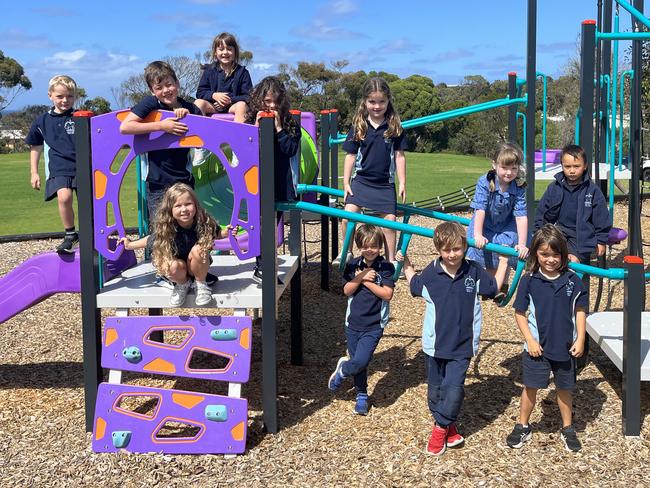 Aireys Inlet Primary School Front Phoenix Draper-Jones , Arlo Wilson, Jojo Annand and Jaxon Forrest. Back Jesse Zabieglik, Fletcher Carson, Mia Ashton, Charlie Winward, Estelle Connal, Amelia McDonald and Remi Rowson. Picture: Supplied