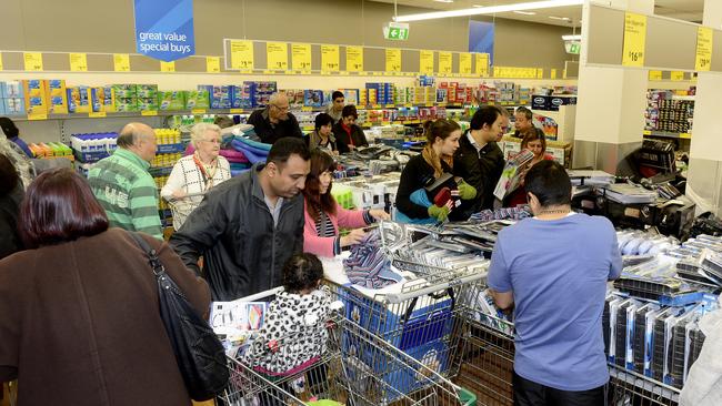 Shoppers at Aldi at Ashfield Mall. Picture: John Appleyard