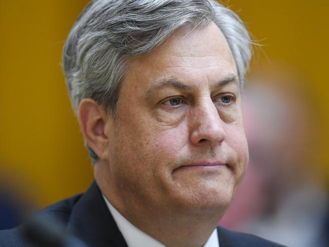 Westpac CEO Brian Hartzer speaks during a hearing of the House Economics Committee at Parliament House in Canberra, Friday, November 8, 2019. (AAP Image/Lukas Coch) NO ARCHIVING