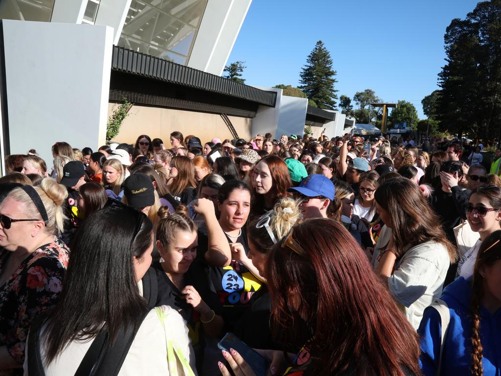 Fans lined up from before sunrise in an attempt to get a good position at the show. Picture: Philip Gostelow/NCA NewsWire