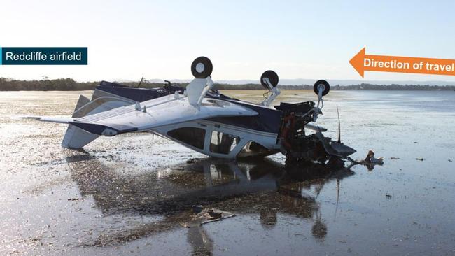 A photo from an ATSB report of a horror plane crash in Christmas in 2021 killing Lucas Mocanu, 9, Lavinia Mocanu, 10, their father Cris Mocanu, 41, and pilot Robert “Roy” Watterson, 67, in Redcliffe. Source: ATSB.