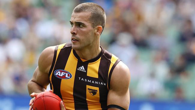 Finn Maginness in action for Hawthorn against North Melbourne last season. Photo by Michael Klein