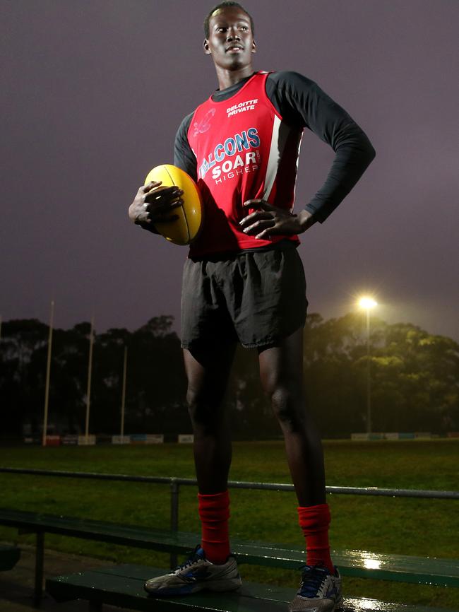 Chol Majok is a ruckman for Flagstaff Hill Football Club. Picture: Calum Robertson