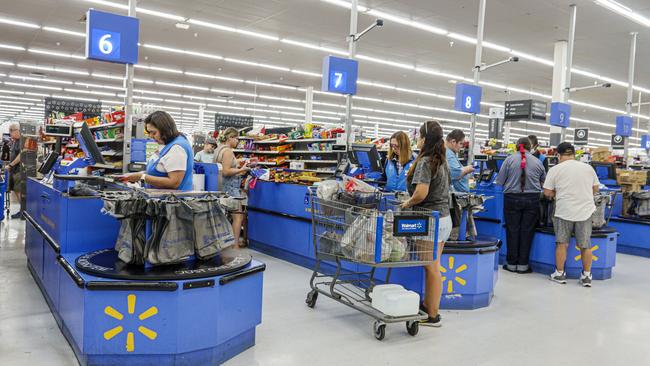 US retail giant Walmart has removed the self-scanning technology entirely from at least five stores, replacing them with traditional manned cashier lanes. Picture: Jeffrey Greenberg/Universal Images Group via Getty Images