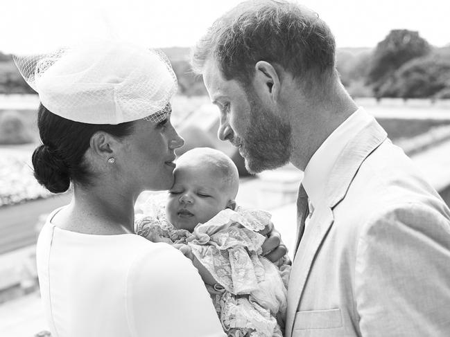 Meghan and Harry posed with baby Archie at Windsor Castle. Picture: AFP