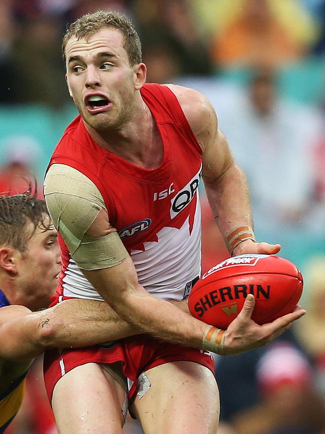 Tom Mitchell during his days as a Sydney Swan. Picture: Phil Hillyard