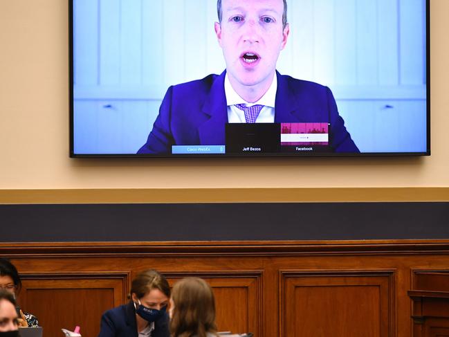 Facebook CEO Mark Zuckerberg testifies before the House Judiciary Subcommittee on Antitrust, Commercial and Administrative Law. Picture: AFP